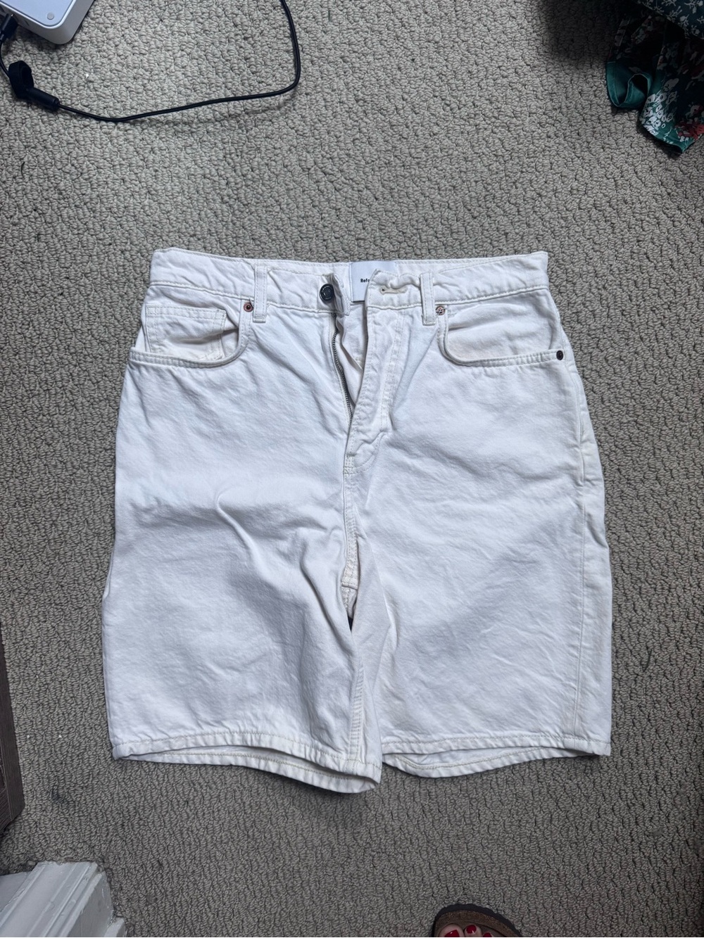 Reformation Hale High Rise 8” Jean Shorts | Size 27 | Fior Di Latte